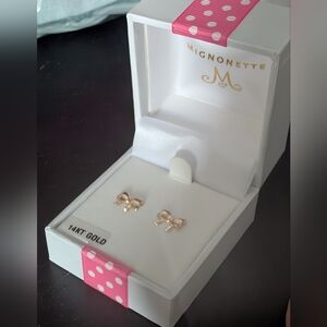 Mignonette 14k Gold Bow Earrings